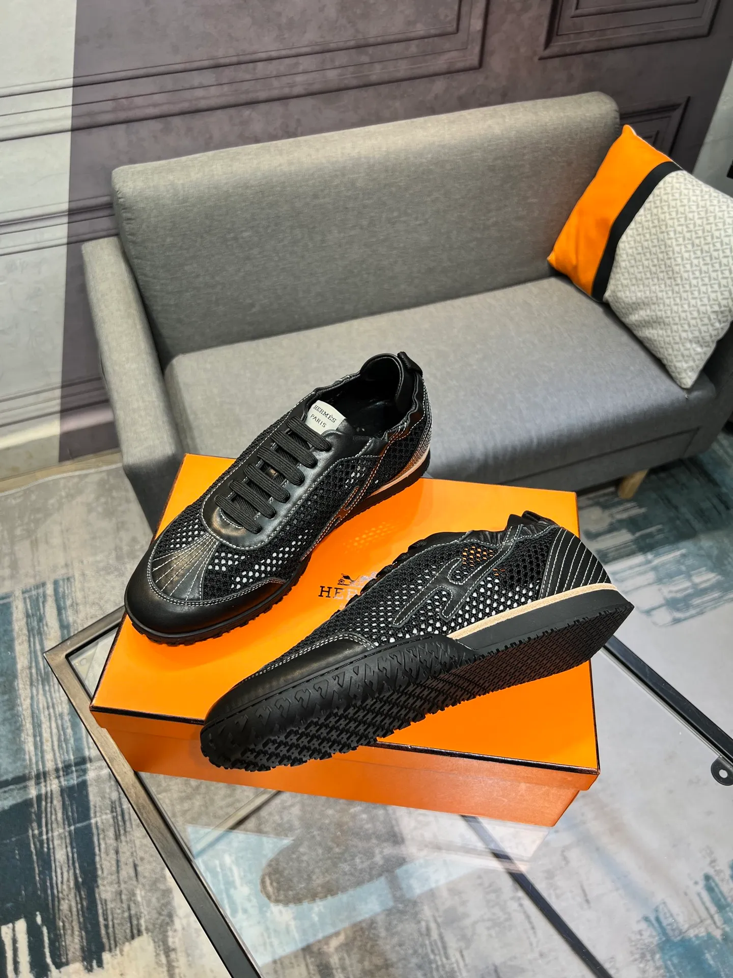 Men's shoes 💰700 [HERMES] Hermès - High-end quality original order 🔍🔍 - Upper: 🔝 cowhide suede splicing design - Inner lining: imported mixed sheepskin - Outsole: TPR foam · Rubber: two-color combined molding outsole - Super high quality control · Fine workmanship: highlighted (high-end, luxury, grade) -Size: 38-44 (45, 46, can be customized)